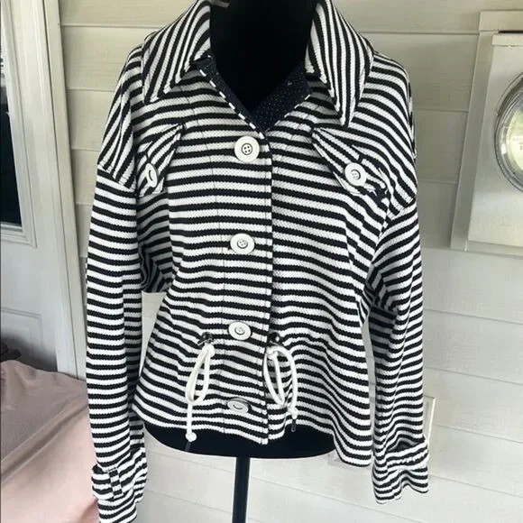 Cabi harbor jacket Blue and White Striped Jacket E - Picture 1 of 9